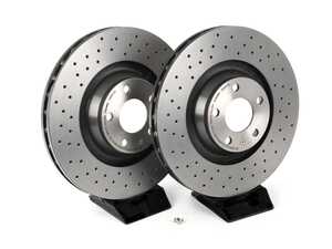 ES#4492832 - 4f0615301gxKT - Cross Drilled UV Coated Brake Rotors - Pair (347x30) - Features Brembo's special UV paint treatment that guarantees superior corrosion resistance. - Brembo - Audi