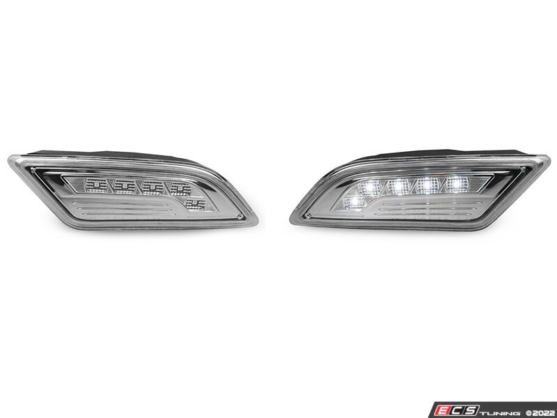 Smoked LED Bumper Side Marker Lights For 2010-2013 Mercedes W212 E Class – White LED, Chrome Housing, Pair