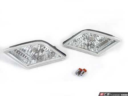 USR Euro Clear Side Marker Lights For Mercedes W212 E-Class (2010-2013) – Chrome Housing, Bulbs Included