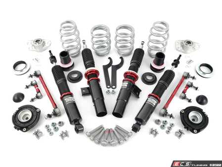 ES#4348575 - 003997LB02KT - MK5 R32/MK6 Golf R, JSW, B6/CC - Adjustable Damping Coilover System - With Installation Kit - Features 32 way adjustable damping, variable length, zinc-coated shock bodies and performance sway bar end links. Includes all new mounts, bearings and hardware for a comprehensive suspension package. - ECS - Audi Volkswagen