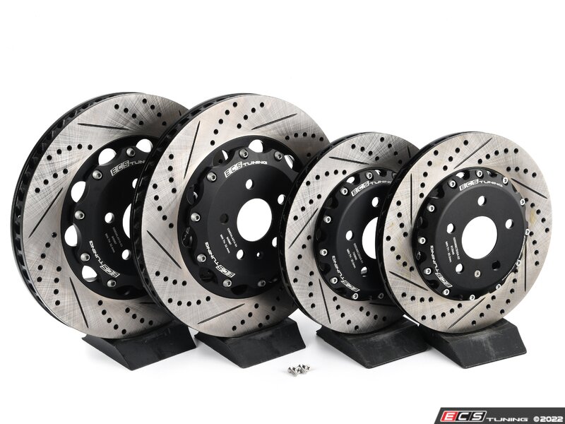 ECS 039534la01aKT 8V RS3 2Piece Drilled & Slotted Brake Rotors Front and Rear