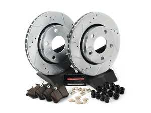 ES#3157889 - K894 - Power Stop Z23 Evolution Sport Rear Brake Kit (256mm) - A direct-fit upgrade with drilled & slotted zinc-plated rotors and low-dust carbon-fiber ceramic pads. - Power Stop - Audi