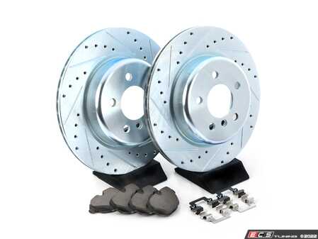 ES#4667098 - WGTH1-31087 - Rear Brake Kit R1 Concepts E Line Ceramic Slotted And Drilled - F10 535 - (NO LONGER AVAILABLE) - Featuring R1 Concepts Rotors, and Pads - R1 Concepts - 