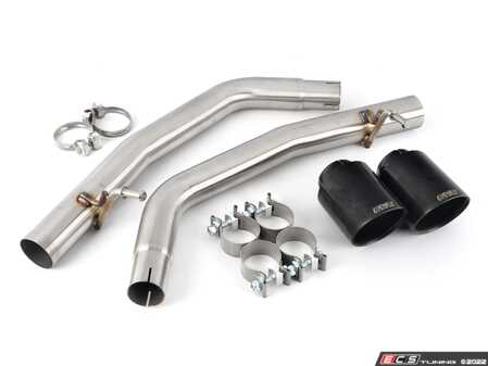 ES#4660138 - 042002la01KT - B6 S4 Muffler Delete Kit - With 4.0" Black Chrome Tips - Add an aggressive exhaust note to your B6 S4 so you can hear that V8 roar! - ECS - Audi