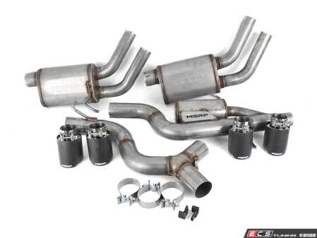 ES#4508295 - S46013CF - 3" Cat Back, Quad Split Rear Exit, Valve Delete, T304 With Carbon Fiber Tips - +21% increase in flow over factory mufflers. - MBRP - Audi