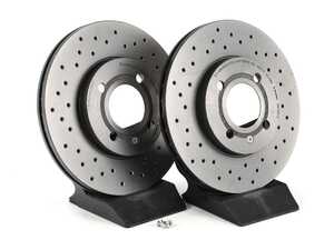 ES#4492831 - 321615301DXKT - Cross Drilled UV Coated Brake Rotors - Pair (256x20) - Features Brembo's special UV paint treatment that guarantees superior corrosion resistance. - Brembo - Volkswagen