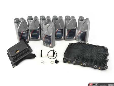 ES#4643469 - F8XDCTSKKLKT - Ultimate DCT Transmission Service Kit - Includes fluid, filters, drain plugs, and new pan with gasket to service your Double Clutch Transmission - Assembled By ECS - BMW