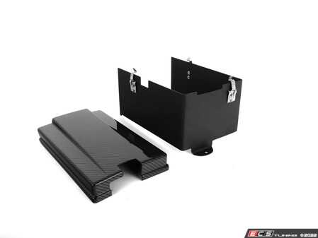 ES#4715548 - 014676LA01KT - MK8 GTI / Golf R Carbon Fiber Battery Cover Kit - Hide your unsightly battery and upgrade to an ECS Aluminum & Carbon Fiber Battery Cover Kit! - ECS - Volkswagen