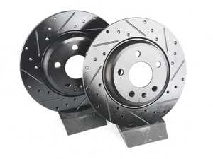 ES#4668207 - 8K0615601M-XS - Rear V5 Drilled & Slotted Brake Rotors - Set (300x12) - Precision manufactured for consistent stopping power during high performance driving. Featuring a matte black zinc coating for corrosion protection. - ECS - Audi