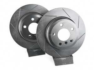 ES#4668906 - 34216868940-S - Rear V5 Slotted Brake Rotors - Set (320x20) - Precision manufactured for consistent stopping power during high performance driving. Featuring a matte black zinc coating for corrosion protection. - ECS - BMW