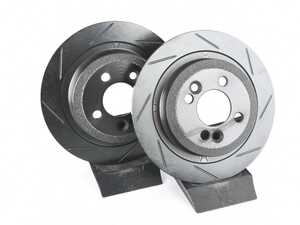 ES#4668586 - 34216784389-S - Rear V5 Slotted Brake Rotors - Set (280x10) - Precision manufactured for consistent stopping power during high performance driving. Featuring a matte black zinc coating for corrosion protection. - ECS - MINI