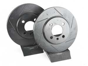 ES#4669201 - 34111160915-S - Front V5 Slotted Brake Rotors - Set (260x22) - Precision manufactured for consistent stopping power during high performance driving. Featuring a matte black zinc coating for corrosion protection. - ECS - BMW