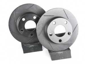ES#4668376 - 4B0615601B-S - Rear V5 Slotted Brake Rotors - Set (255x10) 1.50" Offset - Precision manufactured for consistent stopping power during high performance driving. Featuring a matte black zinc coating for corrosion protection. - ECS - Audi