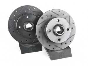 ES#4668273 - 6N0615601-XS - Rear V5 Drilled & Slotted Brake Rotors - Set (226x10) - Precision manufactured for consistent stopping power during high performance driving. Featuring a matte black zinc coating for corrosion protection. - ECS - Volkswagen