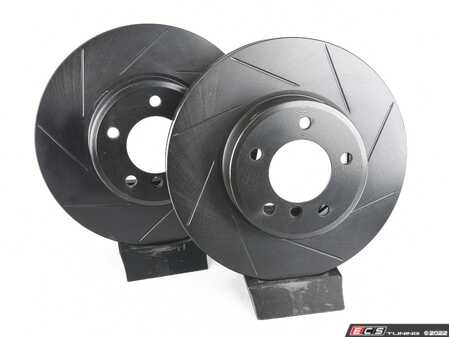 ES#4669101 - 34116864906-S - Front V5 Slotted Brake Rotors - Set (324x30) - Precision manufactured for consistent stopping power during high performance driving. Featuring a matte black zinc coating for corrosion protection. - ECS - BMW