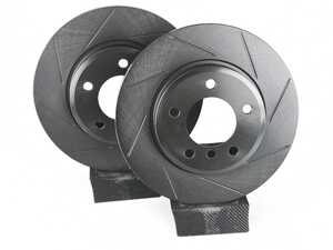ES#4669108 - 34116864058-S - Front V5 Slotted Brake Rotors - Set (300x22) - Precision manufactured for consistent stopping power during high performance driving. Featuring a matte black zinc coating for corrosion protection. - ECS - BMW