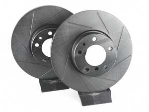 ES#4669155 - 34116757747-S - Front V5 Slotted Brake Rotors - Set (324x30) - Precision manufactured for consistent stopping power during high performance driving. Featuring a matte black zinc coating for corrosion protection. - ECS - BMW