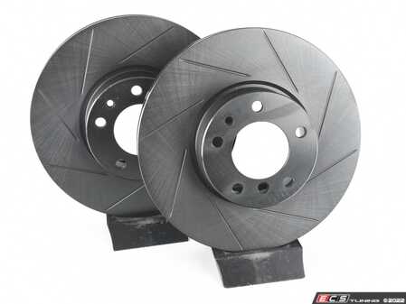 ES#4669155 - 34116757747-S - Front V5 Slotted Brake Rotors - Set (324x30) - Precision manufactured for consistent stopping power during high performance driving. Featuring a matte black zinc coating for corrosion protection. - ECS - BMW