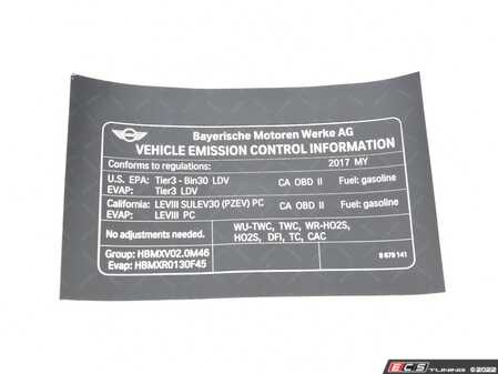 ES#3145362 - 71228679141 - LABEL EXHAUST EMISS - Genuine MINI - MINI
