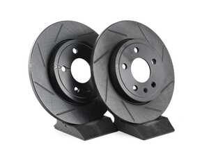 ES#4668242 - 8E0615601M-S - Rear V5 Slotted Brake Rotors - Set (288x12)
 - Precision manufactured for consistent stopping power during high performance driving. Featuring a matte black zinc coating for corrosion protection. - ECS - Audi