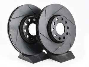 ES#4668386 - 4A0615301D-S - Front V5 Slotted Brake Rotors - Set (288x25) - Precision manufactured for consistent stopping power during high performance driving. Featuring a matte black zinc coating for corrosion protection. - ECS - Audi Volkswagen
