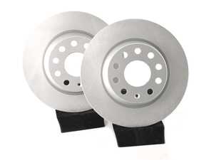 ES#4668282 - 5Q0615601G-P - Rear V5 Plain Brake Rotors - Set (282x12) - Precision manufactured and featuring a GeoSpec corrosion-resistant coating - ECS - Audi Volkswagen