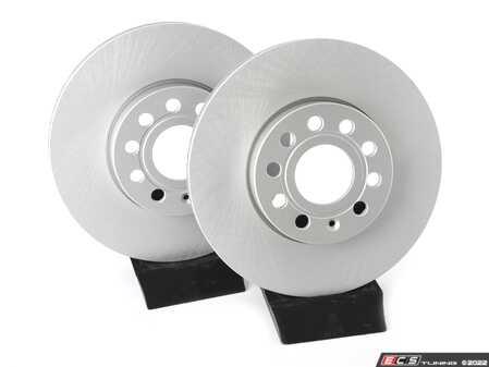 ES#4668310 - 5Q0615301H-P - Front V5 Plain Brake Rotors - Set (288x25) - Precision manufactured and featuring a GeoSpec corrosion-resistant coating. OE reference 1K0615301T - ECS - Audi Volkswagen