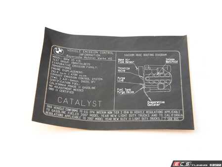 ES#185107 - 71227568805 - Exhaust Emissions Label - Genuine BMW - BMW