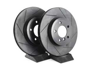 ES#4669114 - 34116864047-S - Front V5 Slotted Brake Rotors - Set (325x25) - Precision manufactured for consistent stopping power during high performance driving. Featuring a matte black zinc coating for corrosion protection. - ECS - BMW