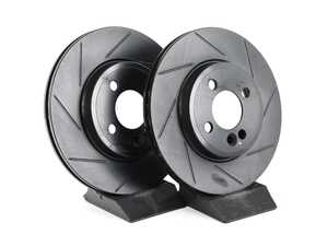 ES#4668610 - 34116858651-S - Front V5 Slotted Brake Rotors - Set (280x22) - Precision manufactured for consistent stopping power during high performance driving. Featuring a matte black zinc coating for corrosion protection. - ECS - MINI