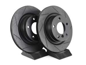 ES#4668970 - 34216855007-S - Rear V5 Slotted Brake Rotors - Set (300x20) - Precision manufactured for consistent stopping power during high performance driving. Featuring a matte black zinc coating for corrosion protection. - ECS - BMW