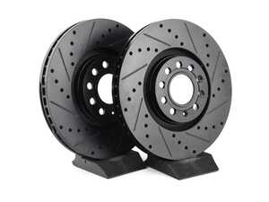 ES#4668251 - 8E0615301AD-XS - Front V5 Drilled & Slotted Brake Rotors - Set (321x30)
 - Precision manufactured for consistent stopping power during high performance driving. Featuring a matte black zinc coating for corrosion protection. - ECS - Audi