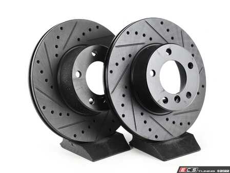 ES#5456685 - ECSE393411-2KT - Performance Front Brake Service Kit - Featuring ECS V5 drilled & slotted brake rotors and ECS EP24 "Enthusiast Performance" pads! - Assembled By ECS - BMW