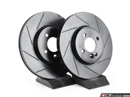 ES#4668632 - 34116768933-S - Front V5 Slotted Brake Rotors - Set (294x22) - Precision manufactured for consistent stopping power during high performance driving. Featuring a matte black zinc coating for corrosion protection. - ECS - MINI