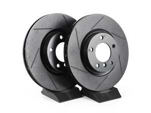 ES#4669192 - 34112227171-S - Front V5 Slotted Brake Rotors - Set (315x28) - Precision manufactured for consistent stopping power during high performance driving. Featuring a matte black zinc coating for corrosion protection. - ECS - BMW