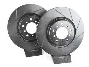 ES#4669185 - 34112229529-S - Front V5 Slotted Brake Rotors - Set (325x28) - Precision manufactured for consistent stopping power during high performance driving. Featuring a matte black zinc coating for corrosion protection. - ECS - BMW