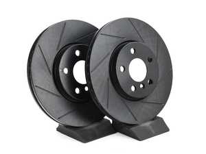 ES#4668623 - 34116799351-S - Front V5 Slotted Brake Rotors - Set (307x24) - Precision manufactured for consistent stopping power during high performance driving. Featuring a matte black zinc coating for corrosion protection. - ECS - MINI