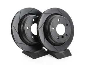 ES#4669023 - 34216767060-S - Rear V5 Slotted Brake Rotors - Set (298x20) - Precision manufactured for consistent stopping power during high performance driving. Featuring a matte black zinc coating for corrosion protection. - ECS - BMW