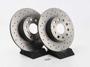 ES#4487920 - 1k0615601aaxKT - Cross Drilled UV Coated Brake Rotors - Pair (272x10) - Features Brembo's special UV paint treatment that guarantees superior corrosion resistance. - Brembo - Audi Volkswagen