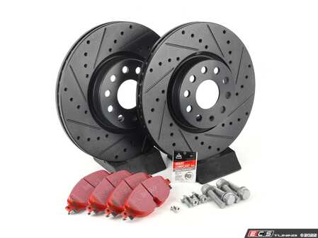 ES#3536705 - 025997ECS0220KT - Front Brake service kit (312x25) - Featuring ECS V5 drilled and slotted rotors and ECS EP24 "Enthusiast Performance" brake pads. - Assembled By ECS - Volkswagen