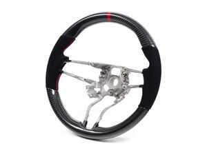 ES#4685492 - I127.AB - Porsche Carbon Fiber Steering Wheel - Alcantara / Black Stitch / No Stripe - Rennline - Porsche