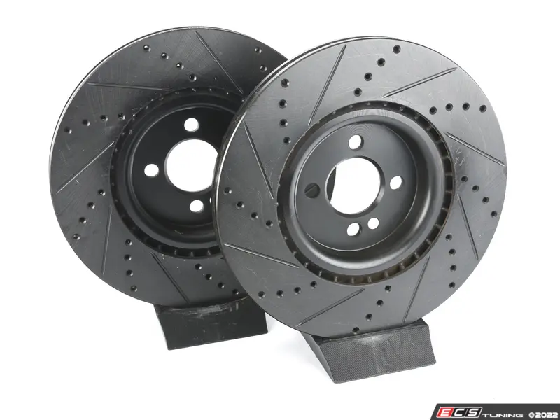 ECS - 34116858071-XS - Front V5 Drilled & Slotted Brake Rotors