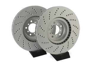 ES#4669183 - 34112282805-X - Front V5 Drilled Brake Rotors - Set (374x36) - Precision manufactured for consistent stopping power during high performance driving. Featuring a Geomet coating for corrosion protection. - ECS - BMW