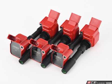 ES#4686053 - 002540LCA03KT - ECS Performance Ignition Coils - Red - Set Of Six - Designed to be a direct plug-and-play upgrade to factory coils, providing greater energy output, ensuring a stronger and more consistent spark! - ECS - Audi