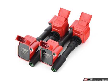 ES#4686051 - 002540LCA02KT - ECS Performance Ignition Coils - Red - Set Of Four - Designed to be a direct plug-and-play upgrade to factory coils, providing greater energy output, ensuring a stronger and more consistent spark! - ECS - Audi Volkswagen
