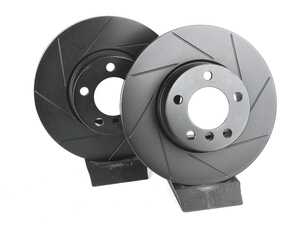 ES#4669123 - 34116855006-S - Front V5 Slotted Brake Rotors - Set (312x24) - Precision manufactured for consistent stopping power during high performance driving. Featuring a matte black zinc coating for corrosion protection. - ECS - BMW