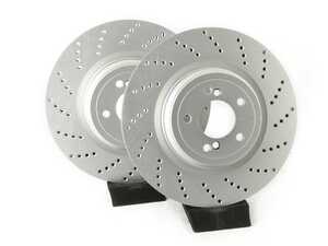 ES#4669051 - 34212282807-X - Rear V5 Drilled Brake Rotors - Set (370x24) - Precision manufactured for consistent stopping power during high performance driving. Featuring a GeoSpec corrosion-resistant coating. - ECS - BMW