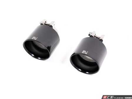 ES#4772868 - ex17.blackKT - Rennline Universal 4" Exhaust Tips - Pair - Stainless Steel exhaust tips featuring swivel attachment for maximum adjustability. 2.5" Swivel Inlet / 4.0" Double Wall, Slant Cut Outlet - Rennline - Audi BMW Volkswagen Mercedes Benz MINI Porsche