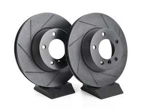 ES#4669134 - 34116854998-S - Front V5 Slotted Brake Rotors - Set (300x24) - Precision manufactured for consistent stopping power during high performance driving. Featuring a matte black zinc coating for corrosion protection. - ECS - BMW