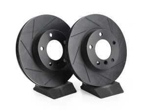 ES#4669105 - 34116864060-S - Front V5 Slotted Brake Rotors - Set (286x22) - Precision manufactured for consistent stopping power during high performance driving. Featuring a matte black zinc coating for corrosion protection. - ECS - BMW